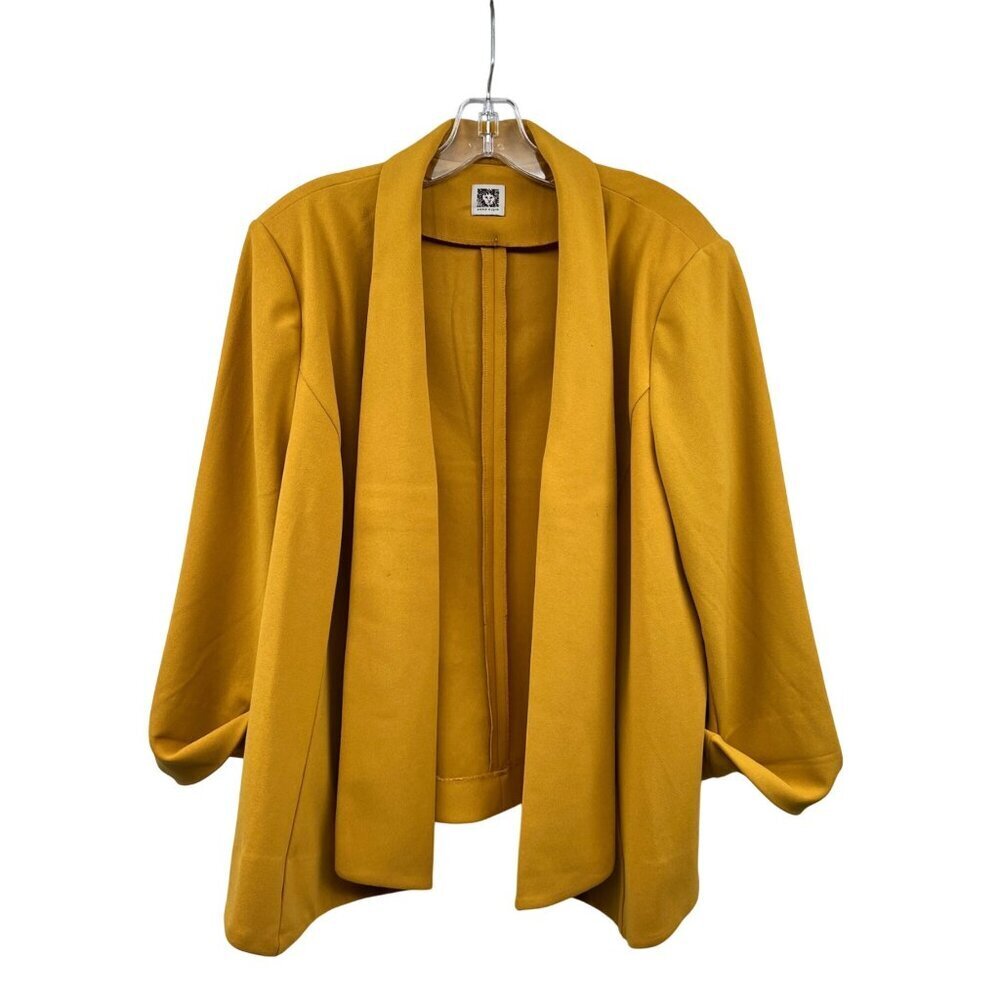 Anne Klein Womens Blazer Jacket Open Mustard On Size Fits All Shoulder Pads